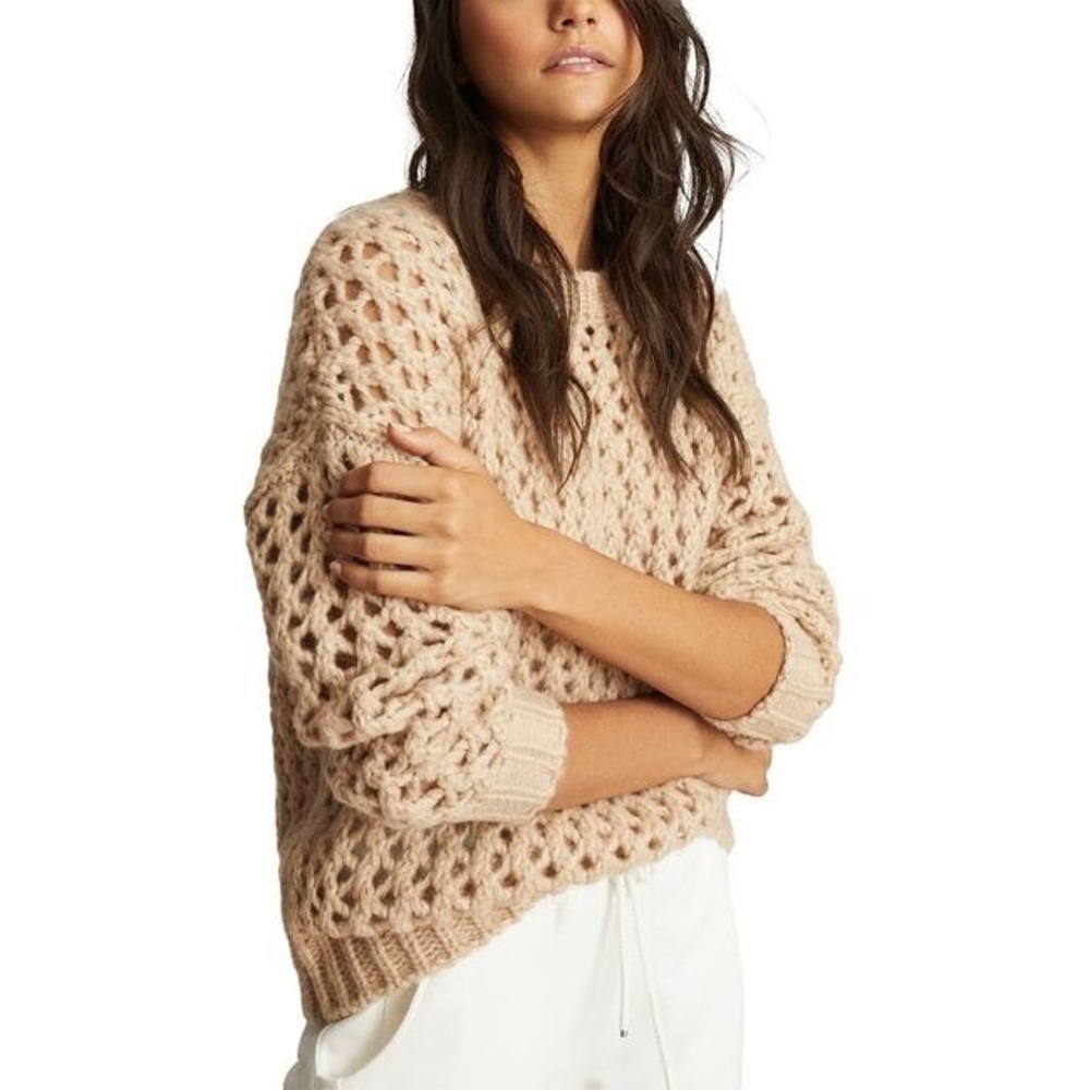 REISS BEIGE OPEN KNIT OVERSIZED 'NATALIE' SWEATER - Picture 2 of 9